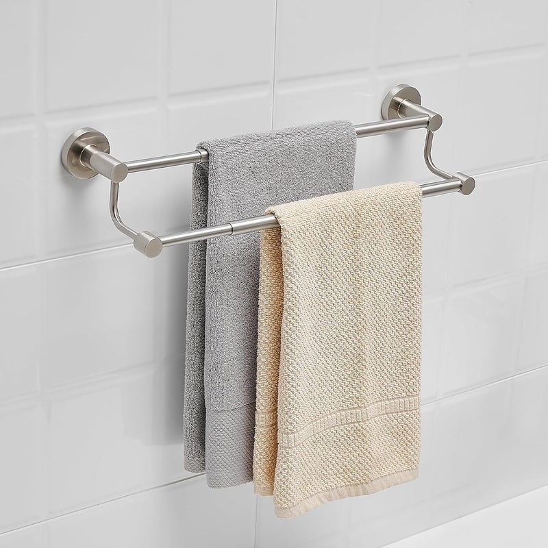 BESy Adjustable 16-26 Inches Double Bath Towel Bar for Bathroom SUS304 Stainless Steel Towel Holder, Hotel Style Wall Mount with Screws Hand Towel Bar Towel Rack Rod Hanger, Brushed Nickel Finish - Image 3